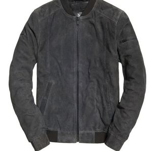 Superdry Ryan perforated suede bomber jacket
